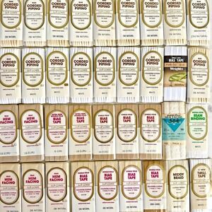 Vintage Corded Piping Bias Tape Lot 35 Pack Sewing Notions White Cream Ecru New
